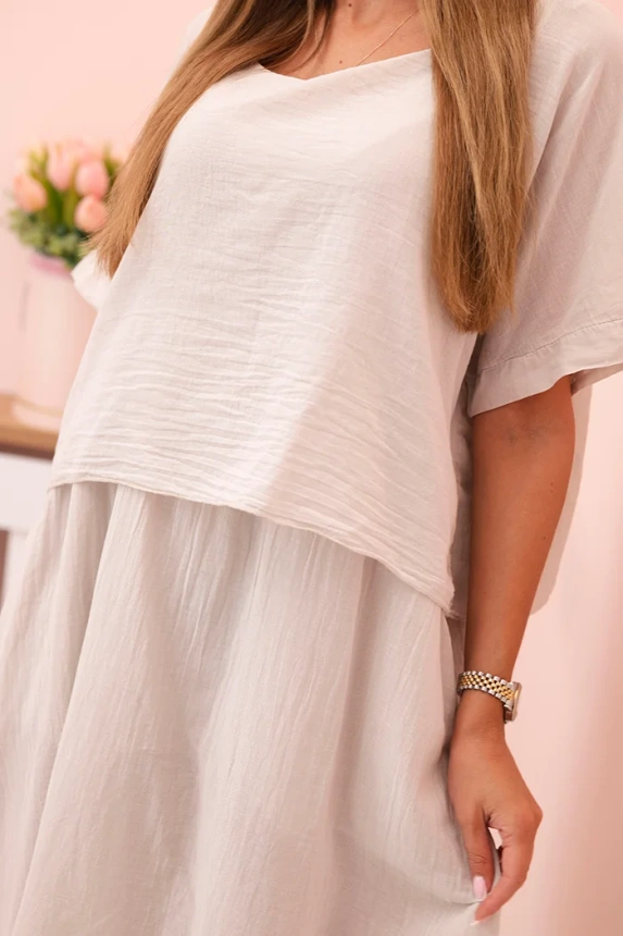 Damenkleid aus Baumwolle mit lockerer Passform beige