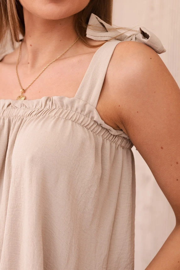 Bluse mit Schleifen beige