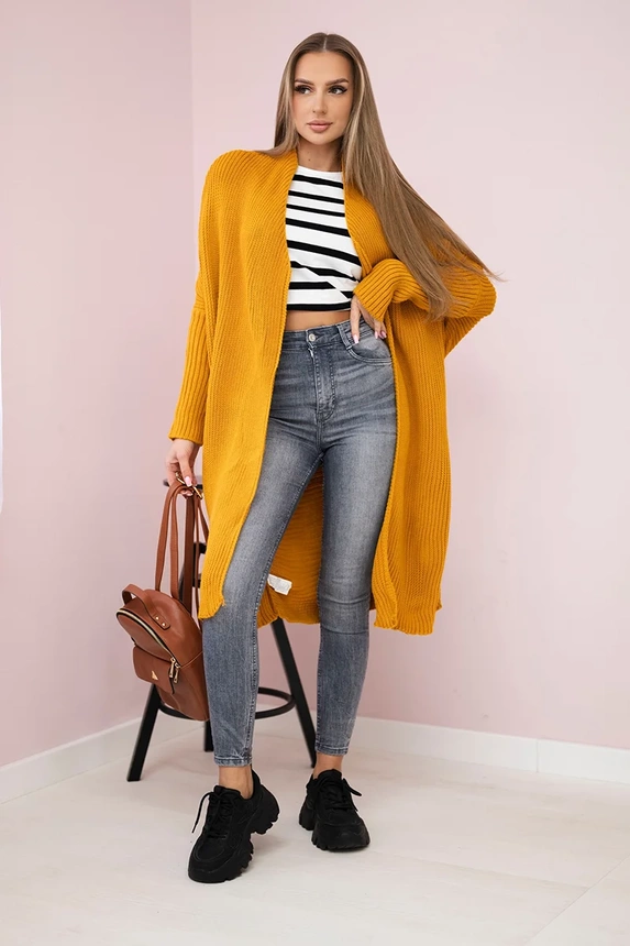 Sweater with batwing sleeve mustard