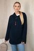 Tunic with a zipper on the hood Oversize navy blue