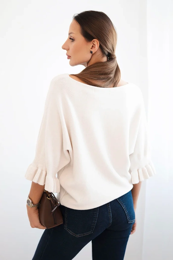 Women's sweater with decorative cuff beige