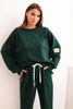 Women's set with a loose sweatshirt and pants with the word LOVE dark green