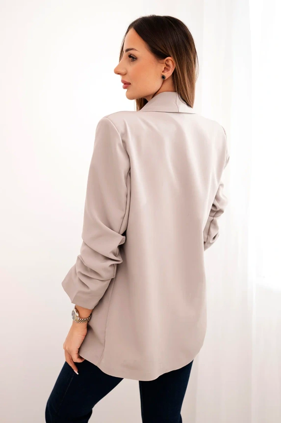 Elegant jacket with lapels dark beige