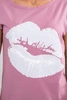 Blouse with lips print dark pink