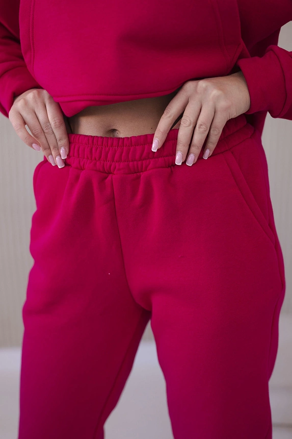 Insulated set with a sweatshirt tied at the bottom fuchsia