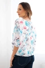 Women's floral blouse with tie at the hem mint
