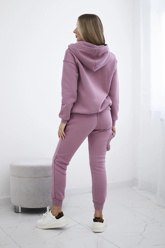 Insulated set with a decorative pocket dark pink