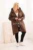 Damenjacke Plus Size gesteppte mit Kapuze und sportlichen Bündchen schokoladenbraun