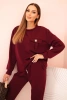 Damen Komplettset Butterbluse und Hose mit Gummibund pflaumenfarben