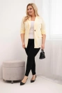 Damenjacke aus Viskose Plus Size mit langen Ärmeln und Kragen zitronengelb