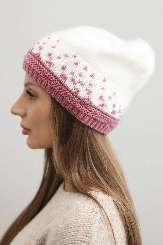 Women's winter wool hat with zirconia K453 graphite