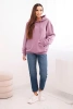 Women's cotton looped hoodie with kangaroo pocket dark pink