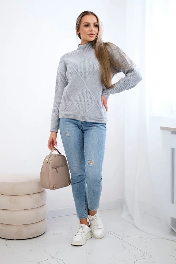 Pullover mit Diamanten über dem Kopf grau