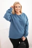 Damenpullover Plus Size aus Baumwolle basic mit Rundhalsausschnitt jeansblau
