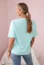 Cotton blouse with flower print light mint