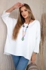 Oversize blouse with necklace buttery fabric ecru