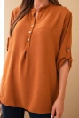 Bluse mit längerem Rücken dunkel camel