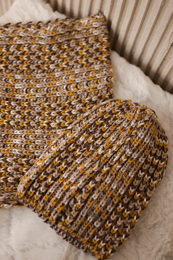 Women's set with fleece Merry K202 brown + mustard