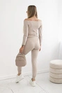 Set mit Doppelstreifen beige+weiss
