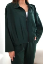 Damen-Baumwollset mit kurzem Sweatshirt und Hose dunkelgrün