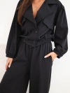 Women’s cotton set with collar and jogger pants black