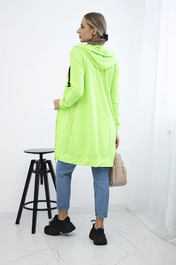 Šaty s kapucí, mikina zelená neonová