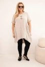 Sukienka damska bawełniana Plus Size z dłuższym tyłem i kieszenią beżowa