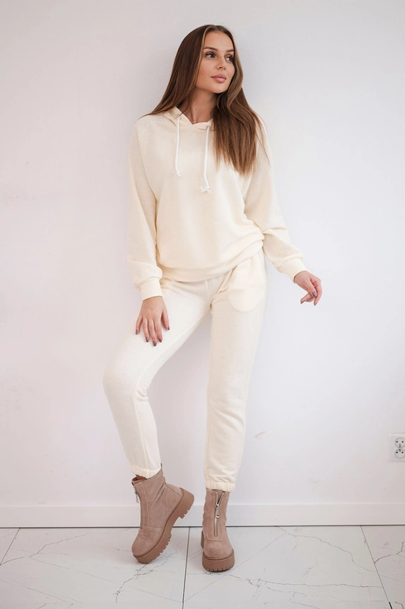 Sweatshirt set with a hood ecru