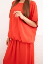 Damen-Set aus Viskose mit Bluse und Rock rot