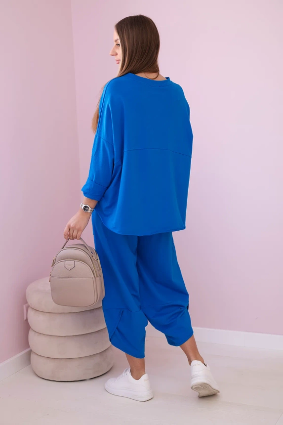 Cotton sweatshirt pants set cornflower blue