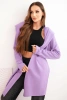 Moteriška medvilninė striukė su gobtuvu ir pailgu priekiu violetinė