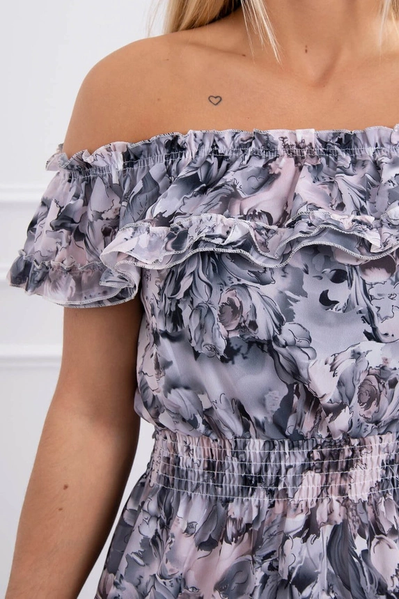 Off-the-shoulder floral dress black