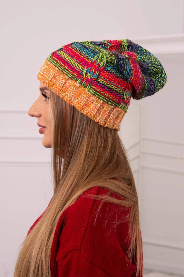 Fleecová čepice Klaudia K255 neon green+orange