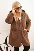 Women's Plus Size viscose coat with a zipper and a hood brown