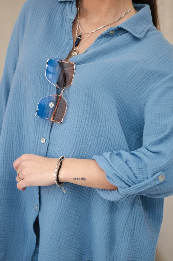 Hemd aus Baumwoll-Musselin oversize Denim