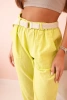 Women's linen cotton pants with a belt kiwi