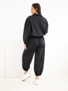 Women’s cotton set with collar and jogger pants black