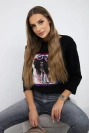 American Girl Grafik Bluse schwarz S/M - L/XL