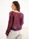 Women's sweater made of 80% mohair openwork buttoned plum