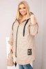 Damenjacke Plus Size mit Kapuze und dem Schriftzug HOPE dunkel beige