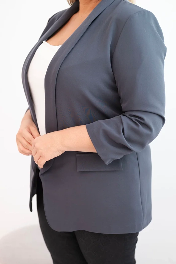Plus Size women's blazer without fastening with lining XL/2XL graphite