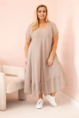 Plus size women's dress with short sleeves and ruffle made of light viscose fango