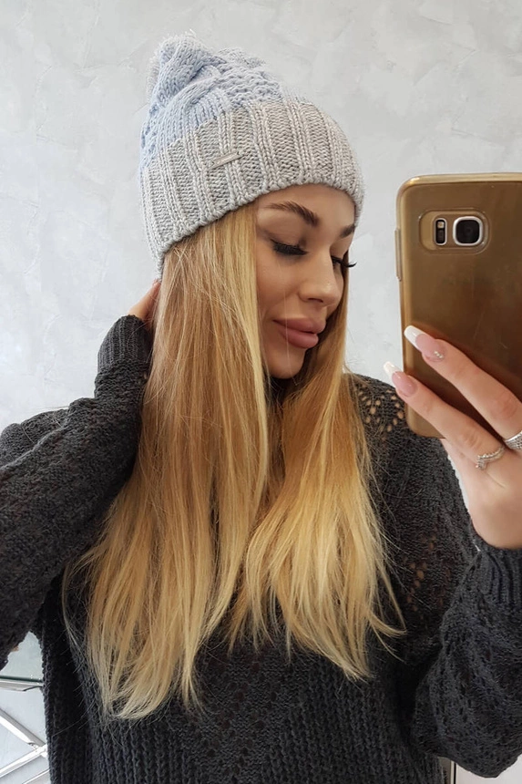 Čapica s fleece Paris K212 modrá+svetlo šedá