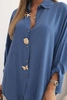 Women's shirt with viscose, decorative buttons, and denim collar blue
