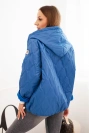 Women's quilted jacket with a hood denim