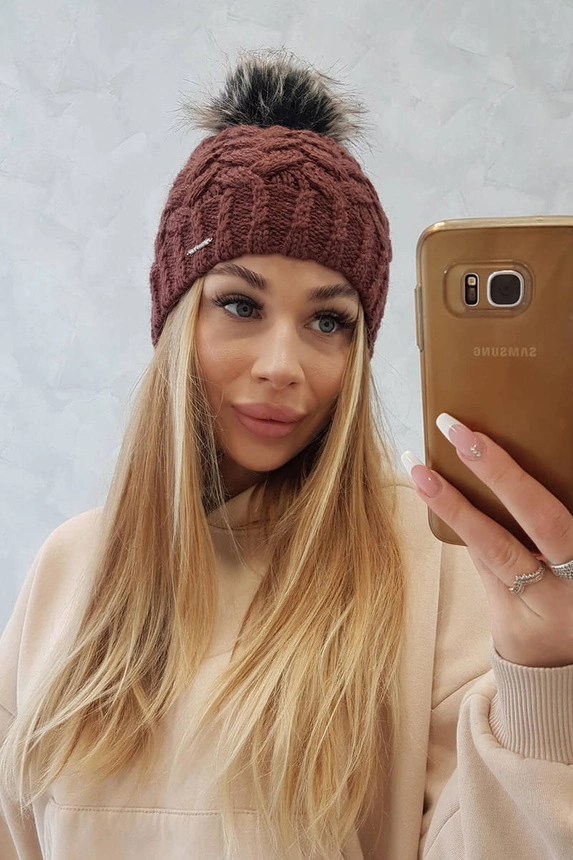 Fleecová čepice Daria K217 hnědá