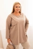 Dámska blúzka Plus Size s bavlnou, s vreckom a s vyhrnutým rukávom fango