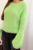 Women's mohair sweater with puff sleeves light green
