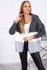 Tříbarevný svetr s kapucí grafitová+ecru+šedá