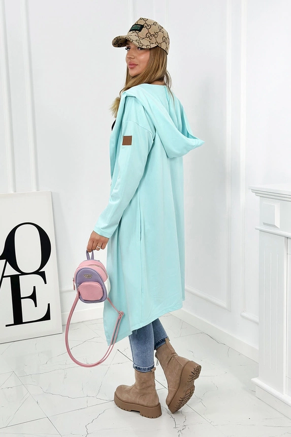 Long cardigan with hood mint